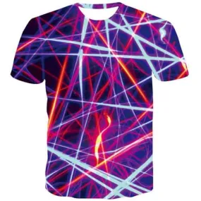 Psychedelic T shirts Men Graphic Tshirts Casual Line Tshirts Cool Purple T-shirts Graphic Stripe Tshirts Novelty Short Sleeve