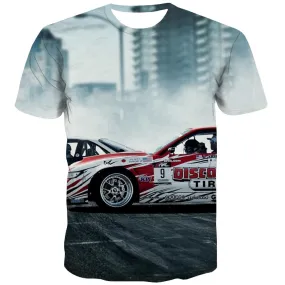 Racing Car T shirts Men Metal Tshirts Casual City T-shirts Graphic Gray Tshirts Novelty Retro T shirts Funny