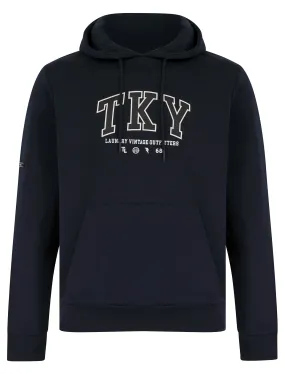 Refract Motif Brushback Fleece Pullover Hoodie in Sky Captain Navy - Tokyo Laundry