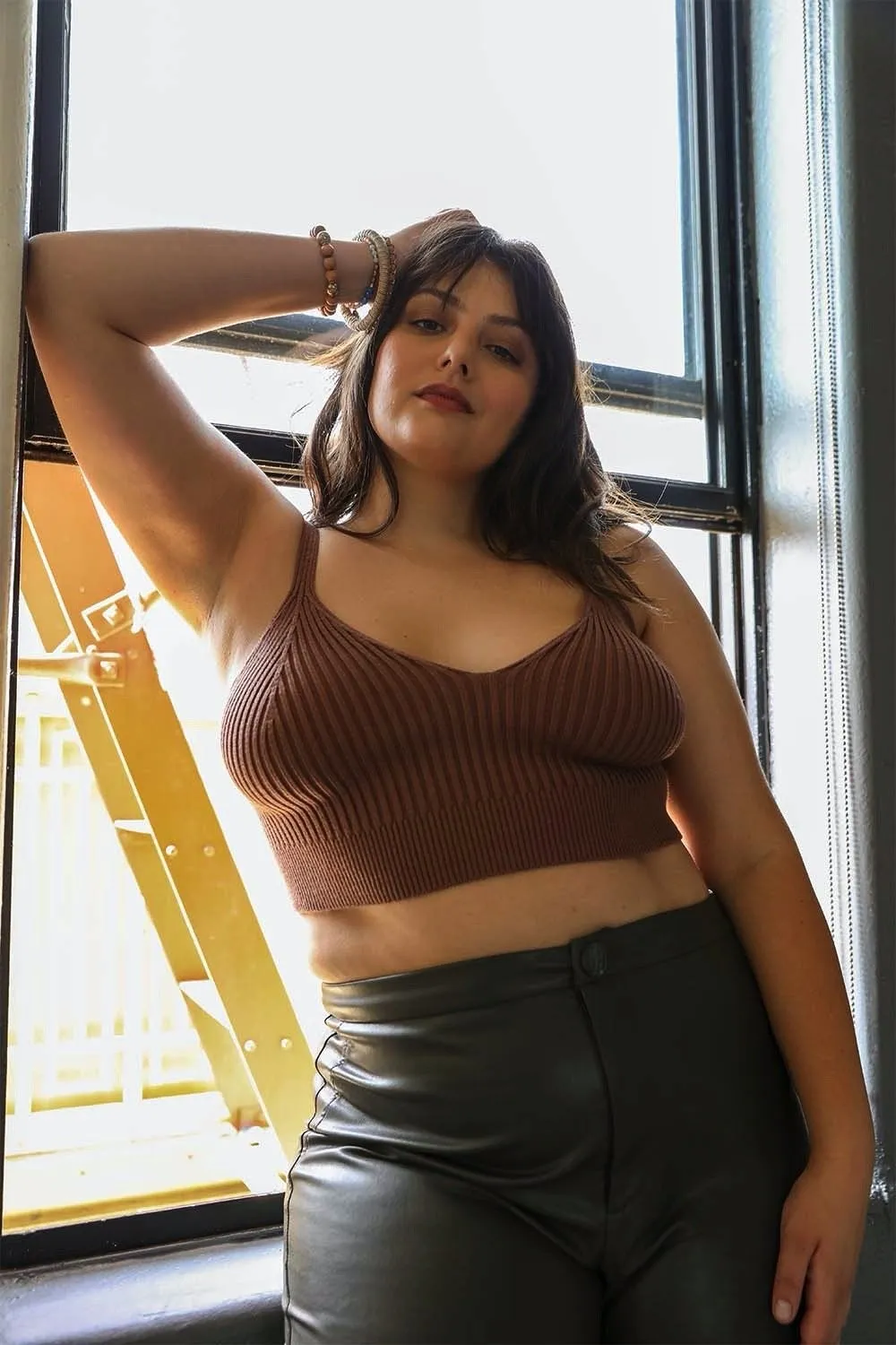 Rib Knit Plus Size Brami Crop Top