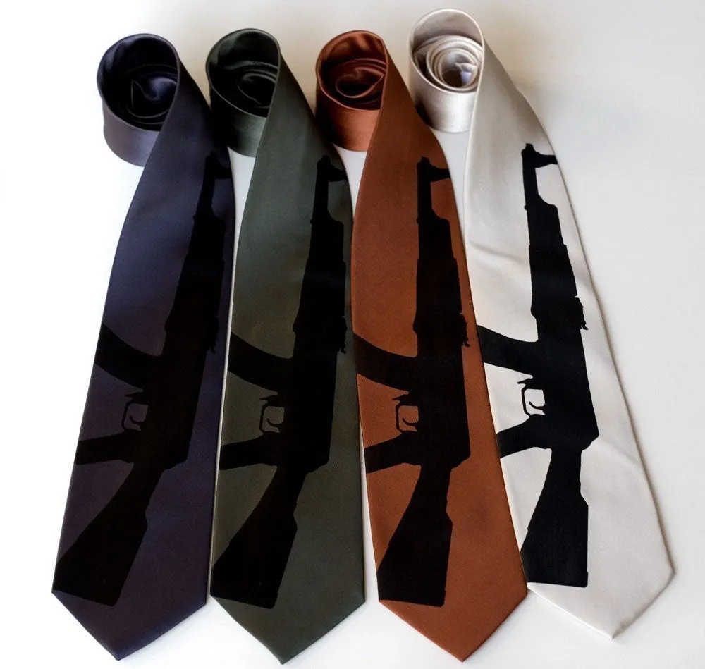 Rifle Print Silk Necktie, AK-47 Tie