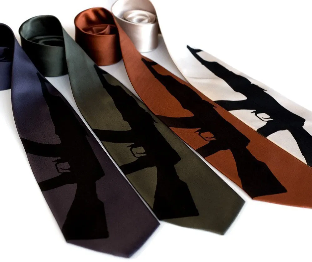 Rifle Print Silk Necktie, AK-47 Tie