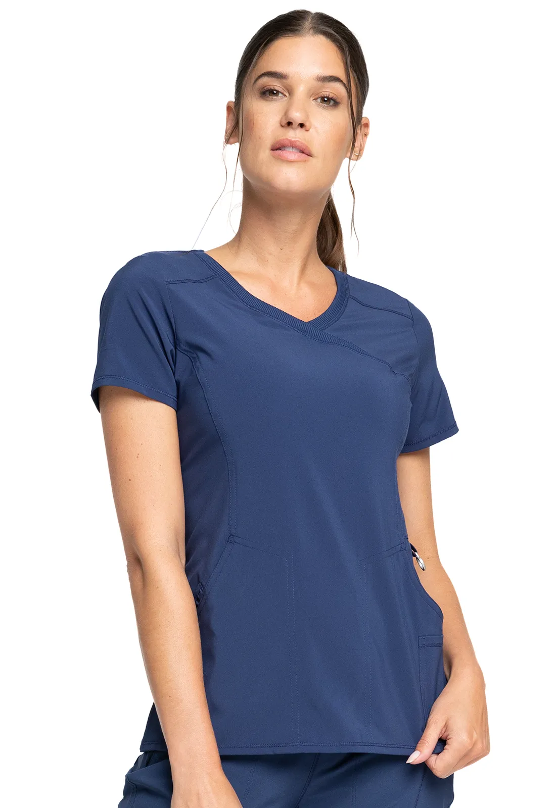 Scrub Top - Cherokee Infinity Women's Mock Wrap Top - Navy, 2625A