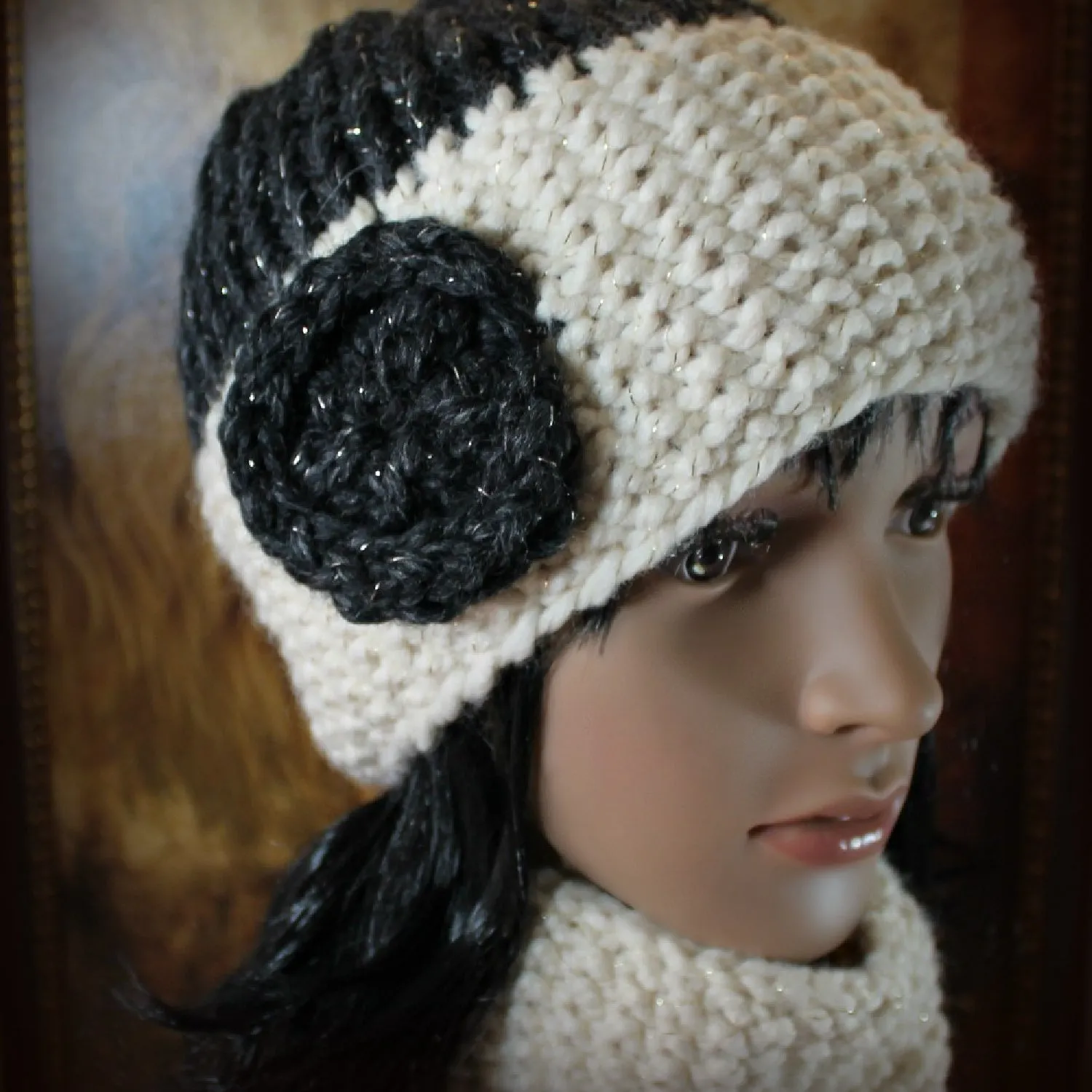 Seed Stitch Brim Hat and Cowl Set Pattern