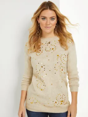 Sequin-Embellished Tunic Sweater