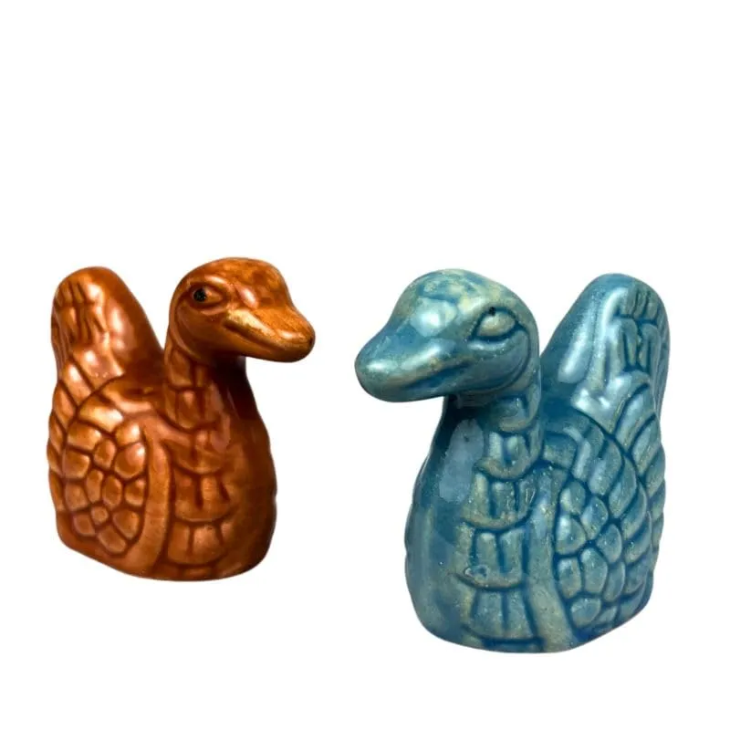 Shambhava Indian 1950s Ceramic Swans/Hans Figurine Set – High-Glazed, Glossy Finish for Diwali Gifts & Pooja