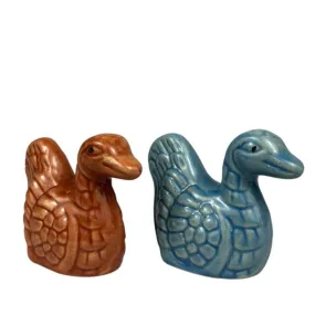 Shambhava Indian 1950s Ceramic Swans/Hans Figurine Set – High-Glazed, Glossy Finish for Diwali Gifts & Pooja