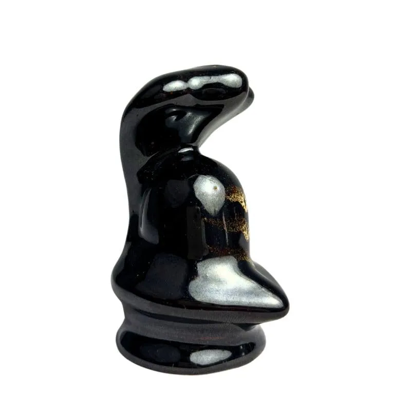 Shambhava Indian 1950s High-Glazed Ceramic Figurine of Black Shivling | Glossy Finish Vintage Showpiece | Shiny Coat Statue for Diwali Gifts & Pooja