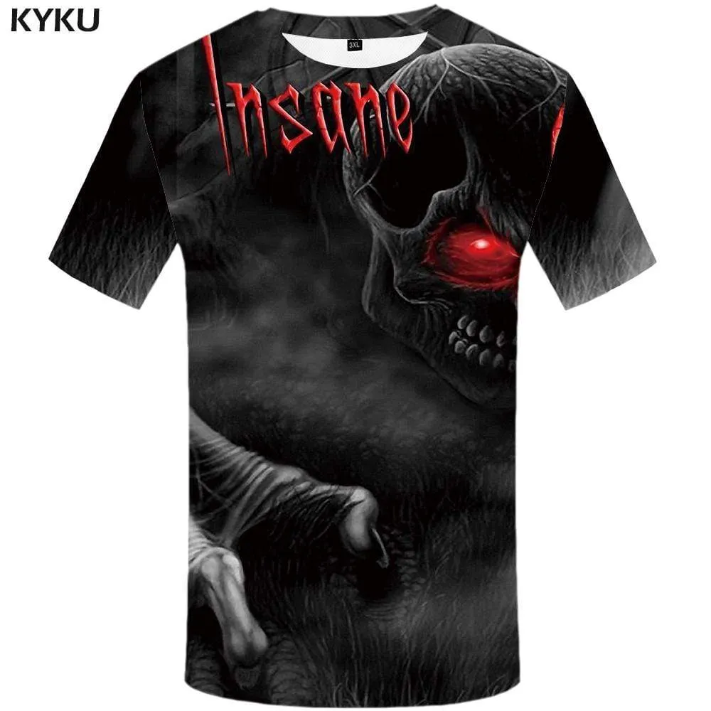 Skull T shirt Men Skeleton Tshirts Print Black T shirts Funny Cobweb T-shirt 3d Punk Tshirt Anime Mens Fashion Graphic Unisex