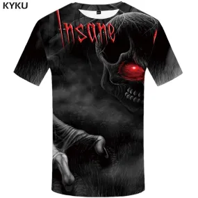 Skull T shirt Men Skeleton Tshirts Print Black T shirts Funny Cobweb T-shirt 3d Punk Tshirt Anime Mens Fashion Graphic Unisex