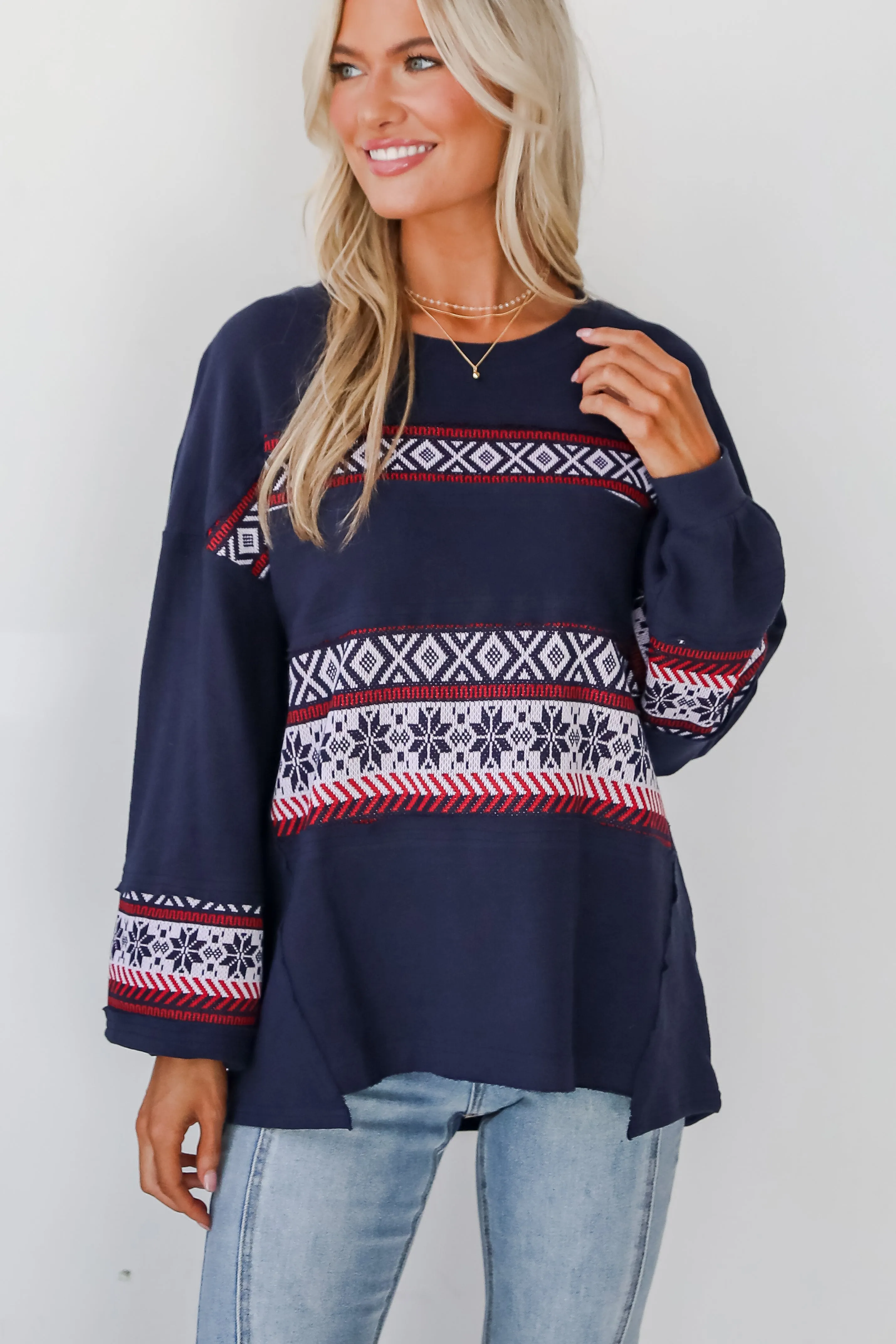 Snowy Snuggles Navy Fair Isle Pullover - DOORBUSTER