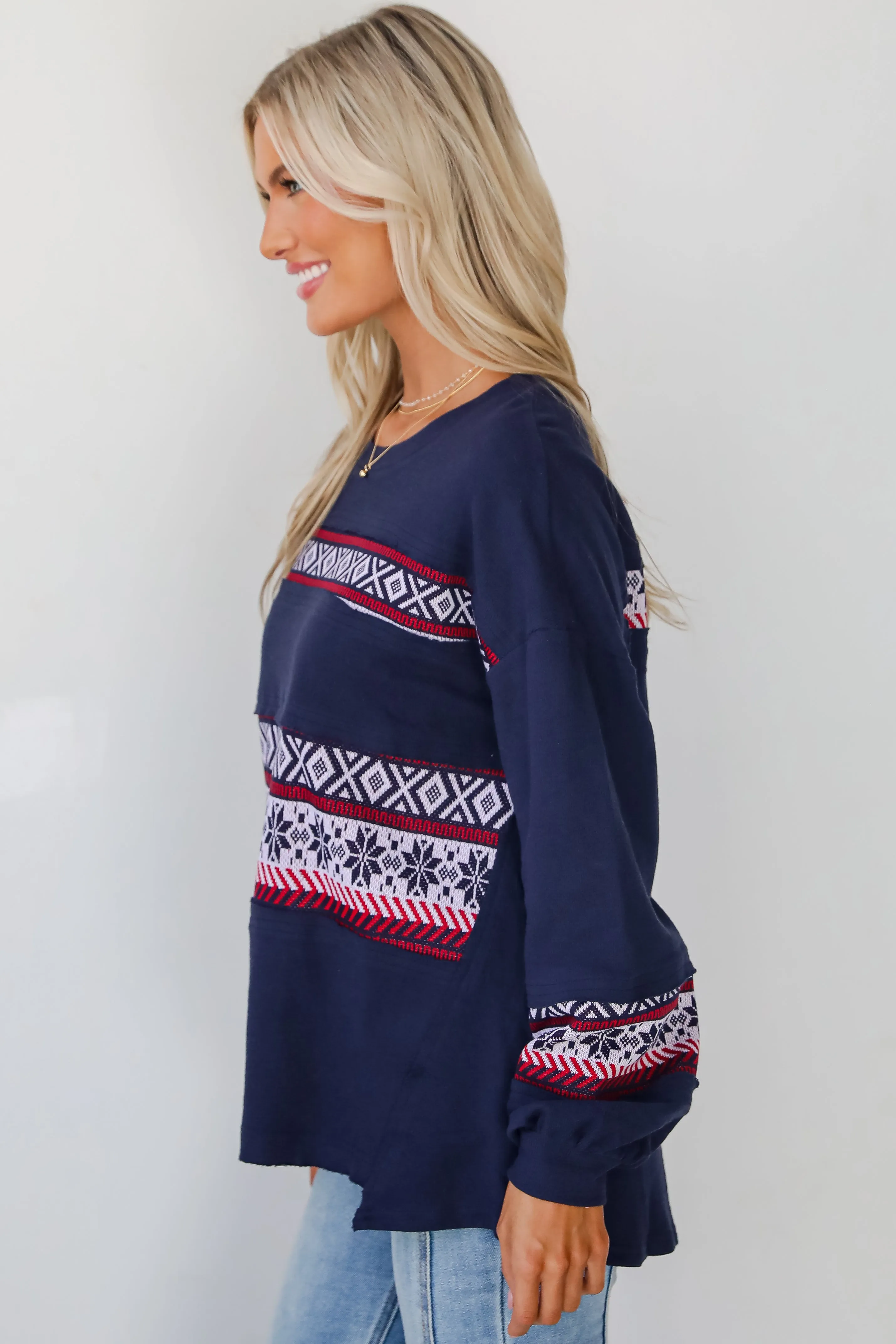 Snowy Snuggles Navy Fair Isle Pullover - DOORBUSTER