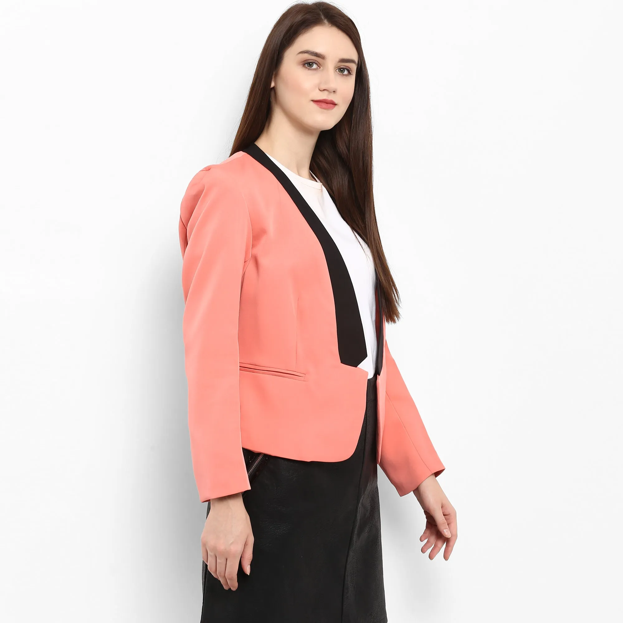 Solid Front Open Blazer