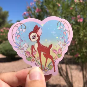 Spring Pastel Deer holographic vinyl sticker