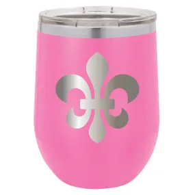 Stainless Steel Fleur de Lis Stemless Wine Glass