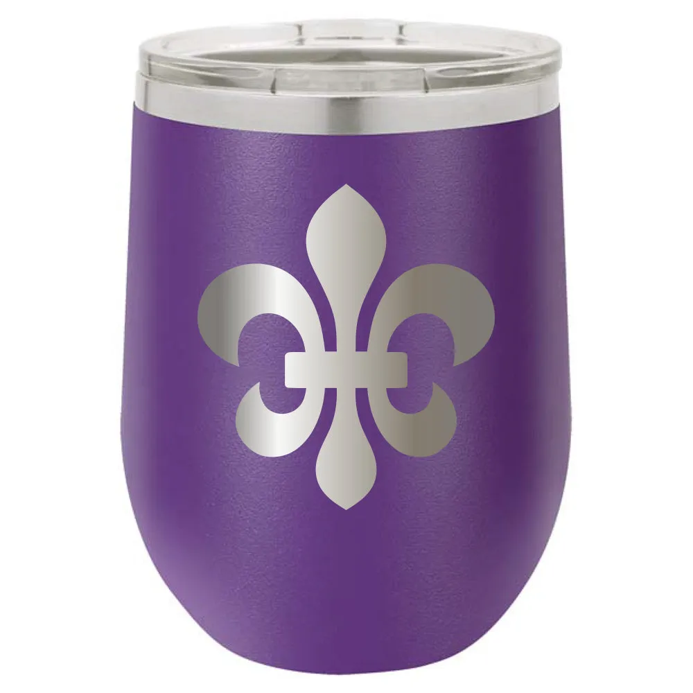 Stainless Steel Fleur de Lis Stemless Wine Glass