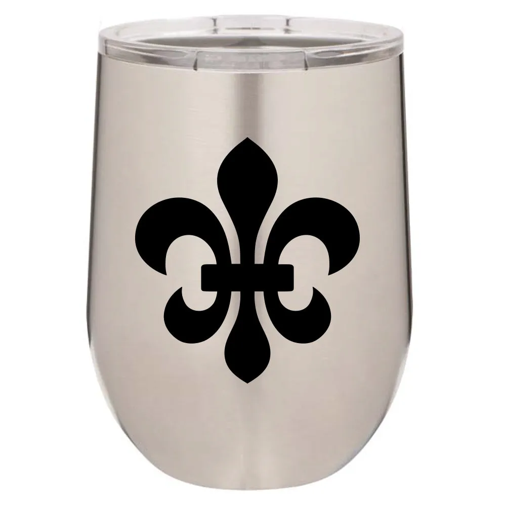 Stainless Steel Fleur de Lis Stemless Wine Glass