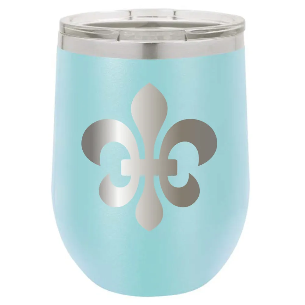 Stainless Steel Fleur de Lis Stemless Wine Glass