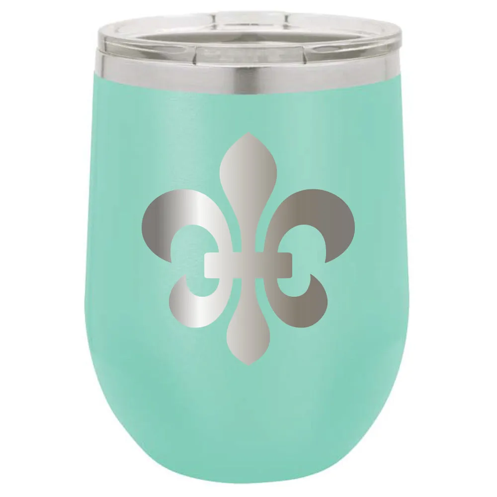 Stainless Steel Fleur de Lis Stemless Wine Glass