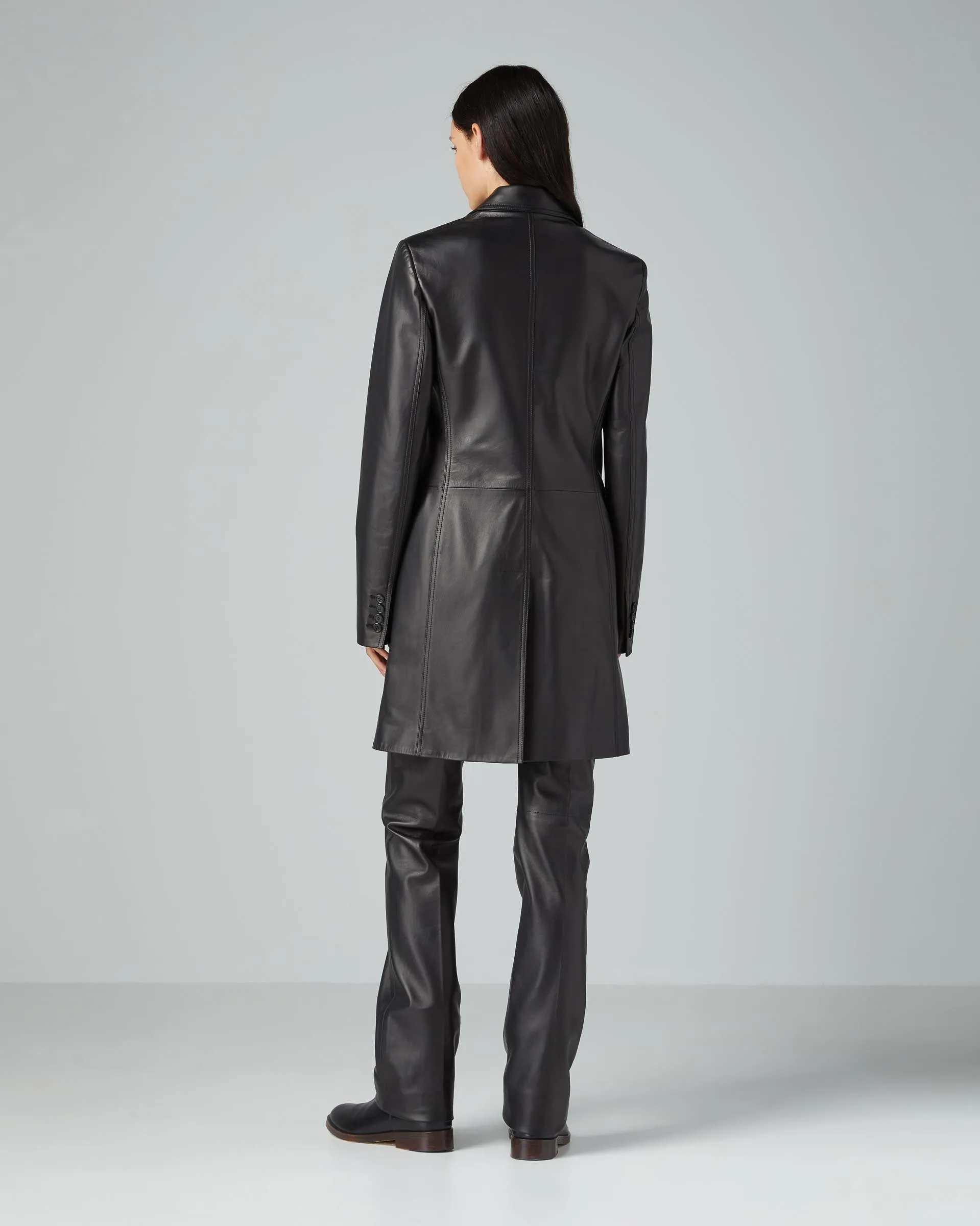 Stephanie Coat in Nappa Leather, Black