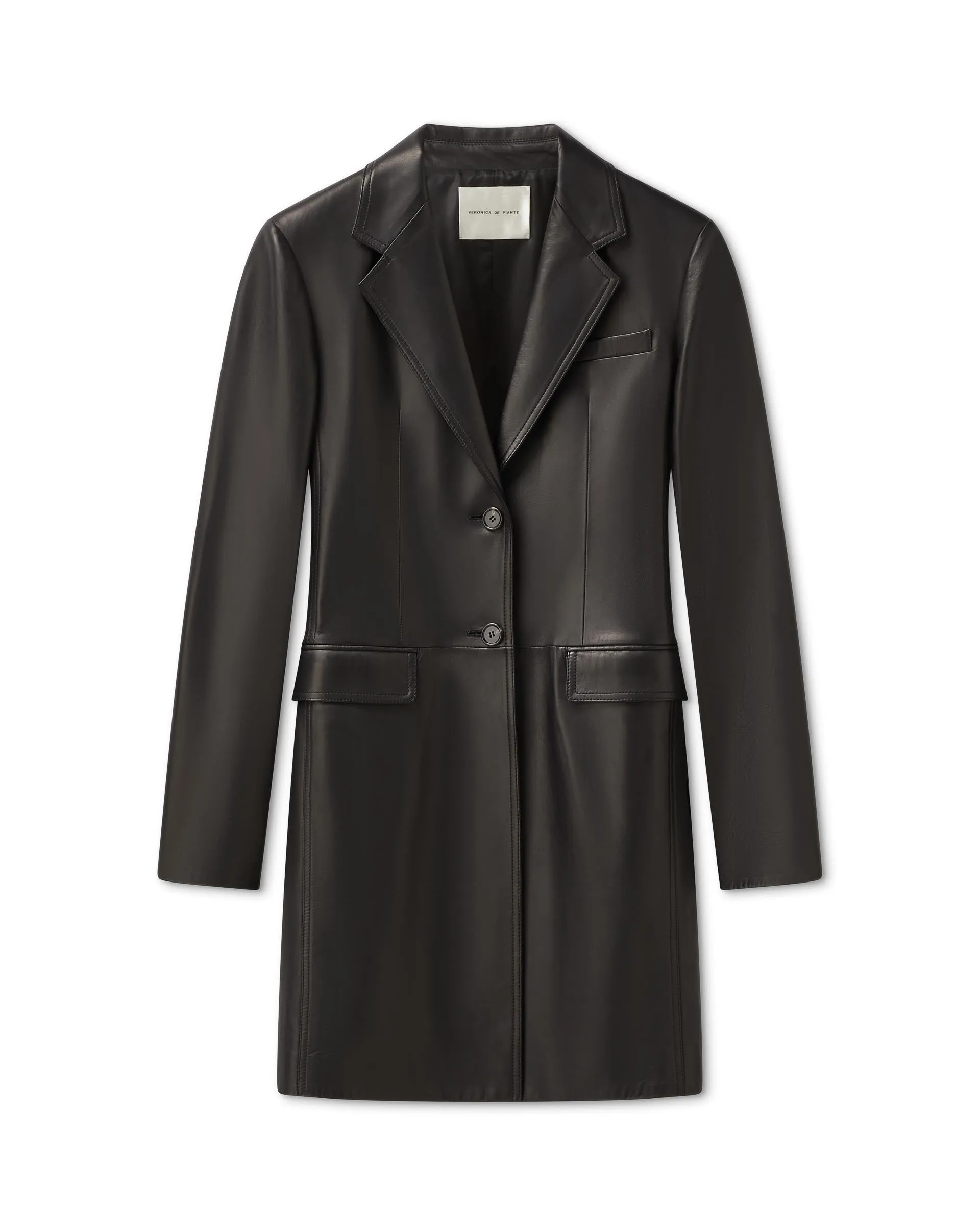 Stephanie Coat in Nappa Leather, Black