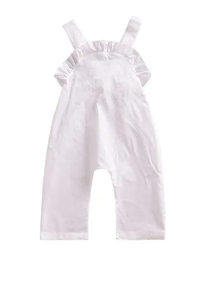 Summer Baby Girl Solid Color Ruffled Suspender Long Pants