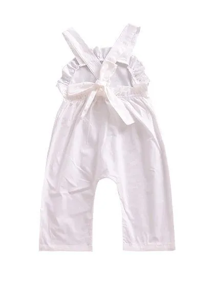 Summer Baby Girl Solid Color Ruffled Suspender Long Pants