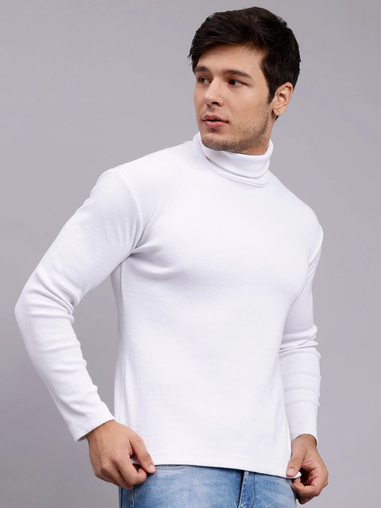 Sw91 SLIM FIT RIB-KNIT TURTLENECK SWEATER - Snow