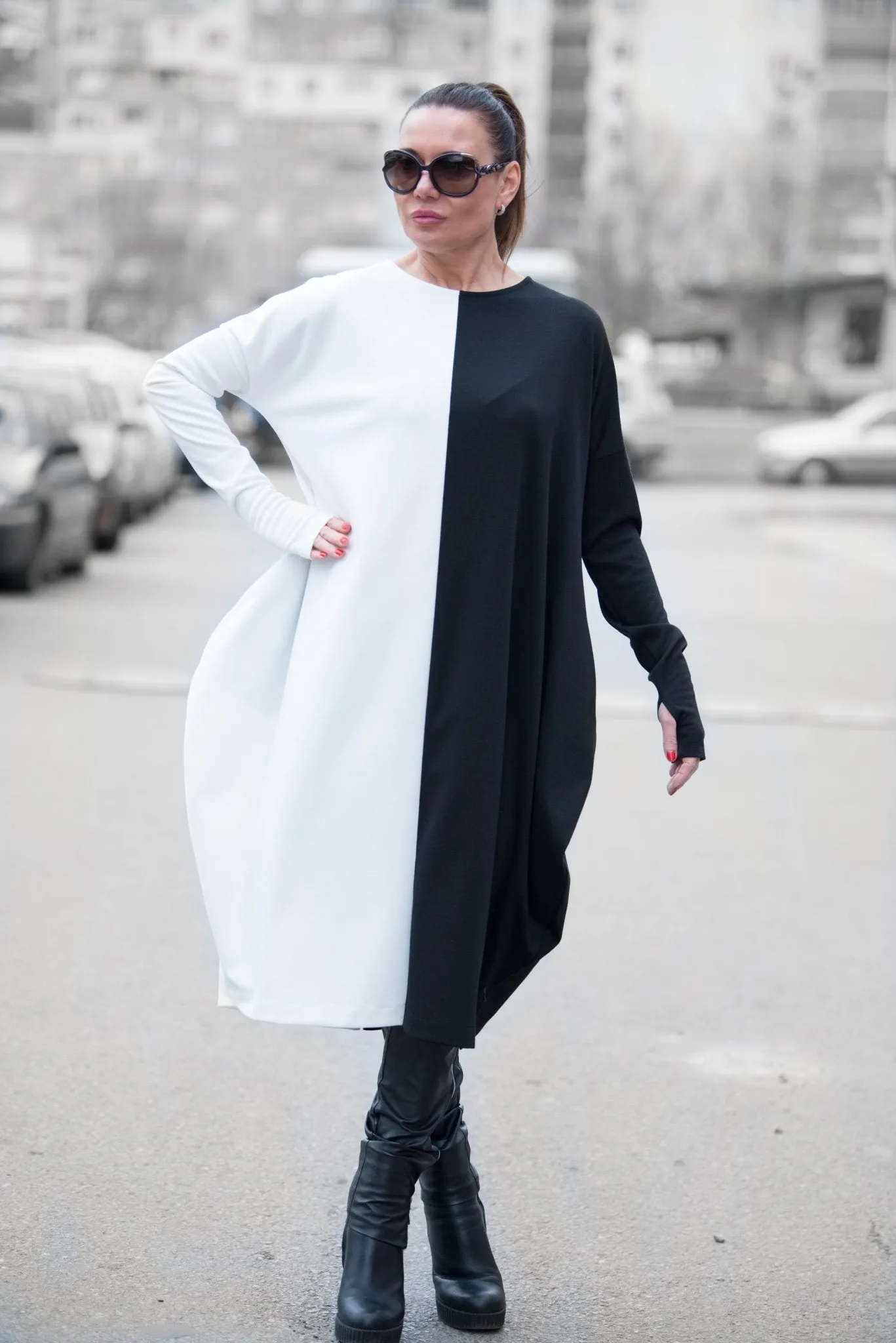 TAMARA Black & White Cotton Tunic