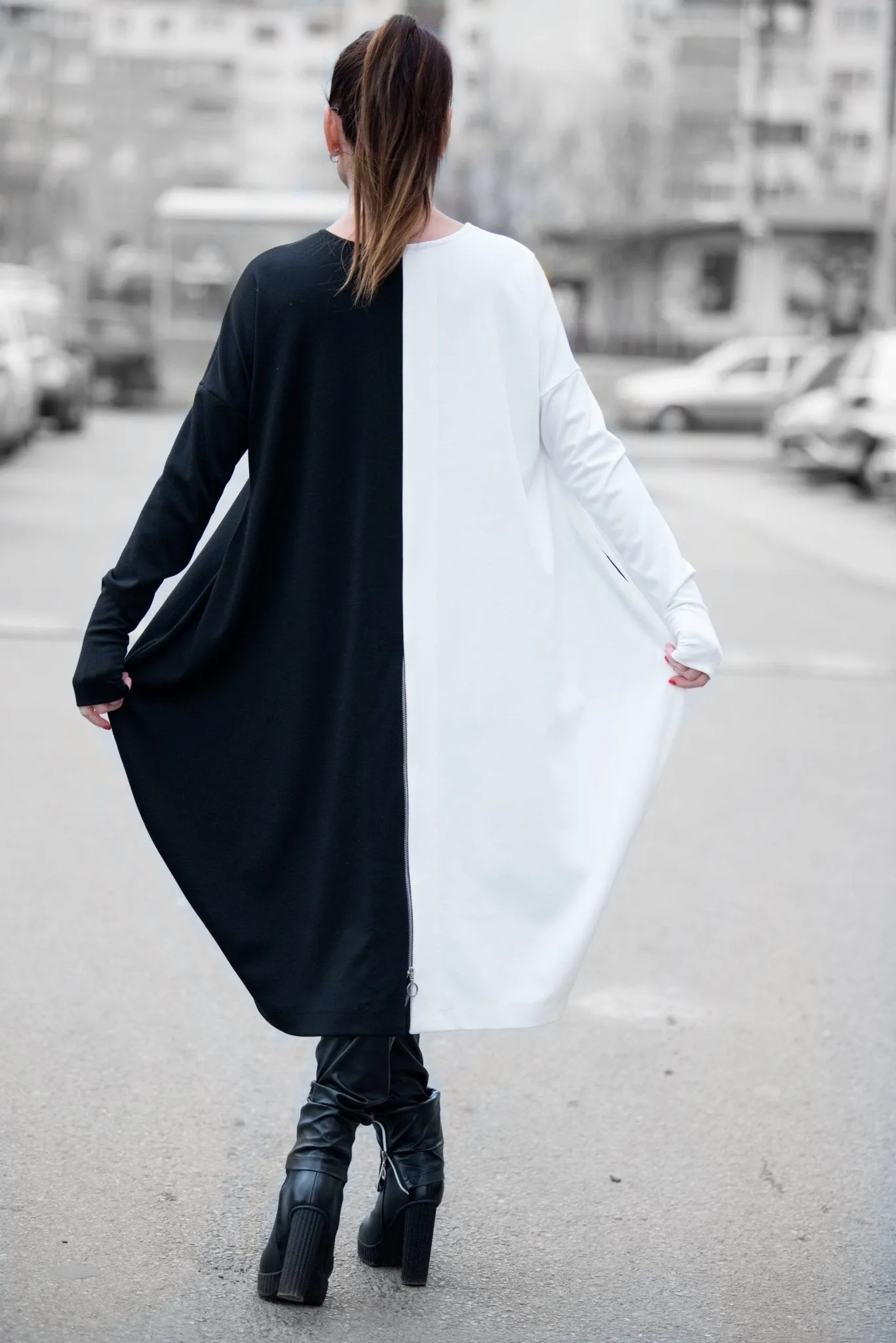 TAMARA Black & White Cotton Tunic