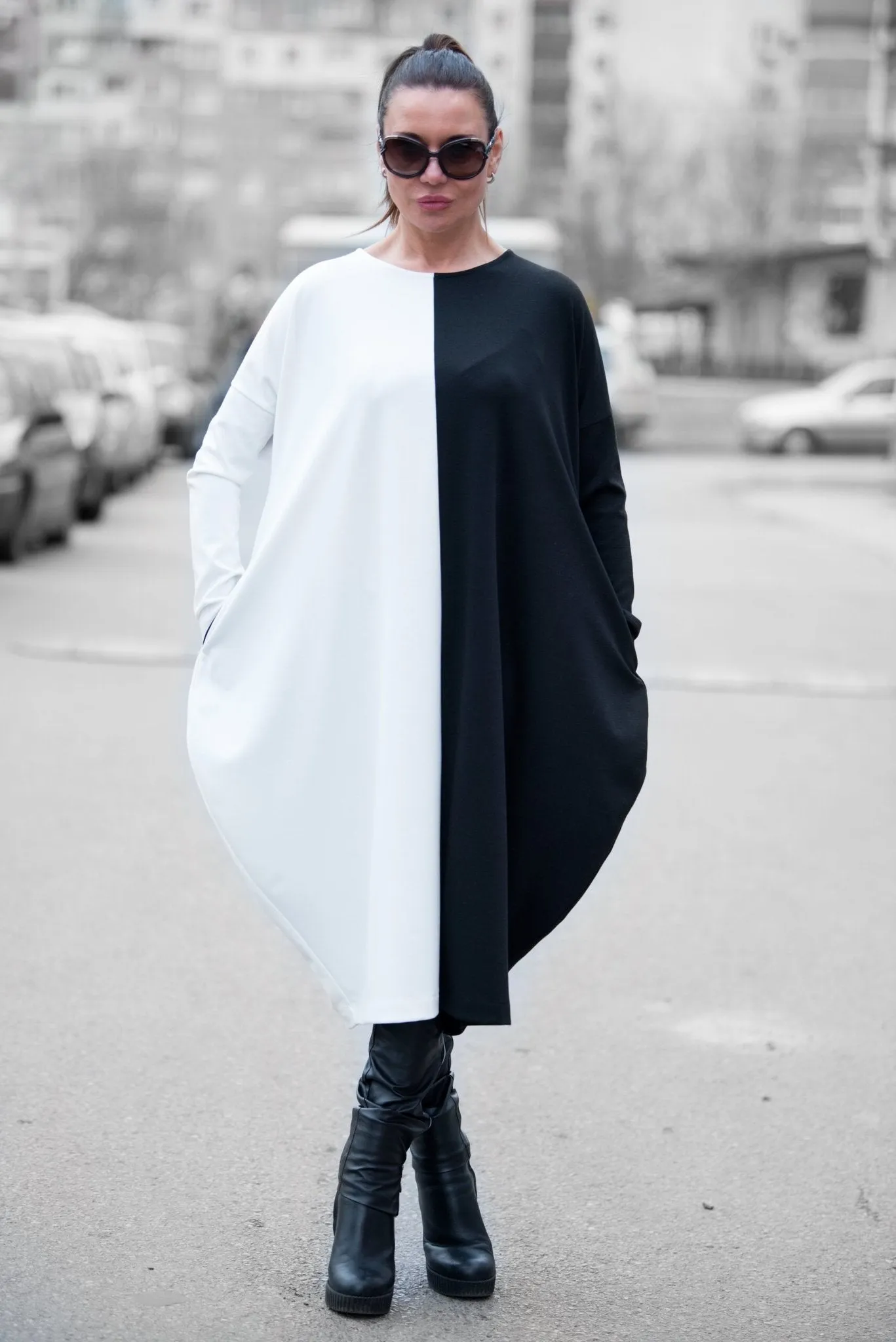 TAMARA Black & White Cotton Tunic