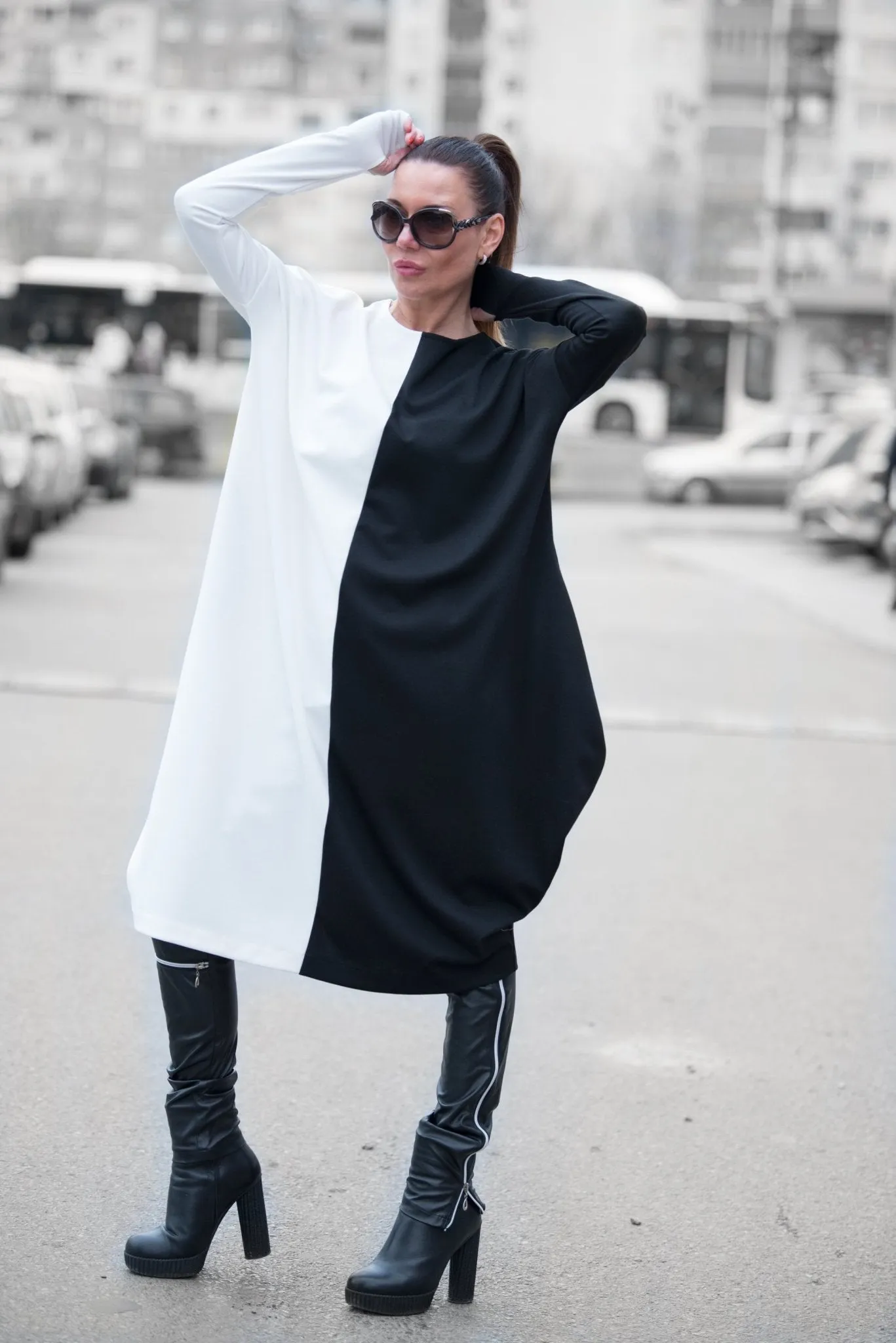 TAMARA Black & White Cotton Tunic