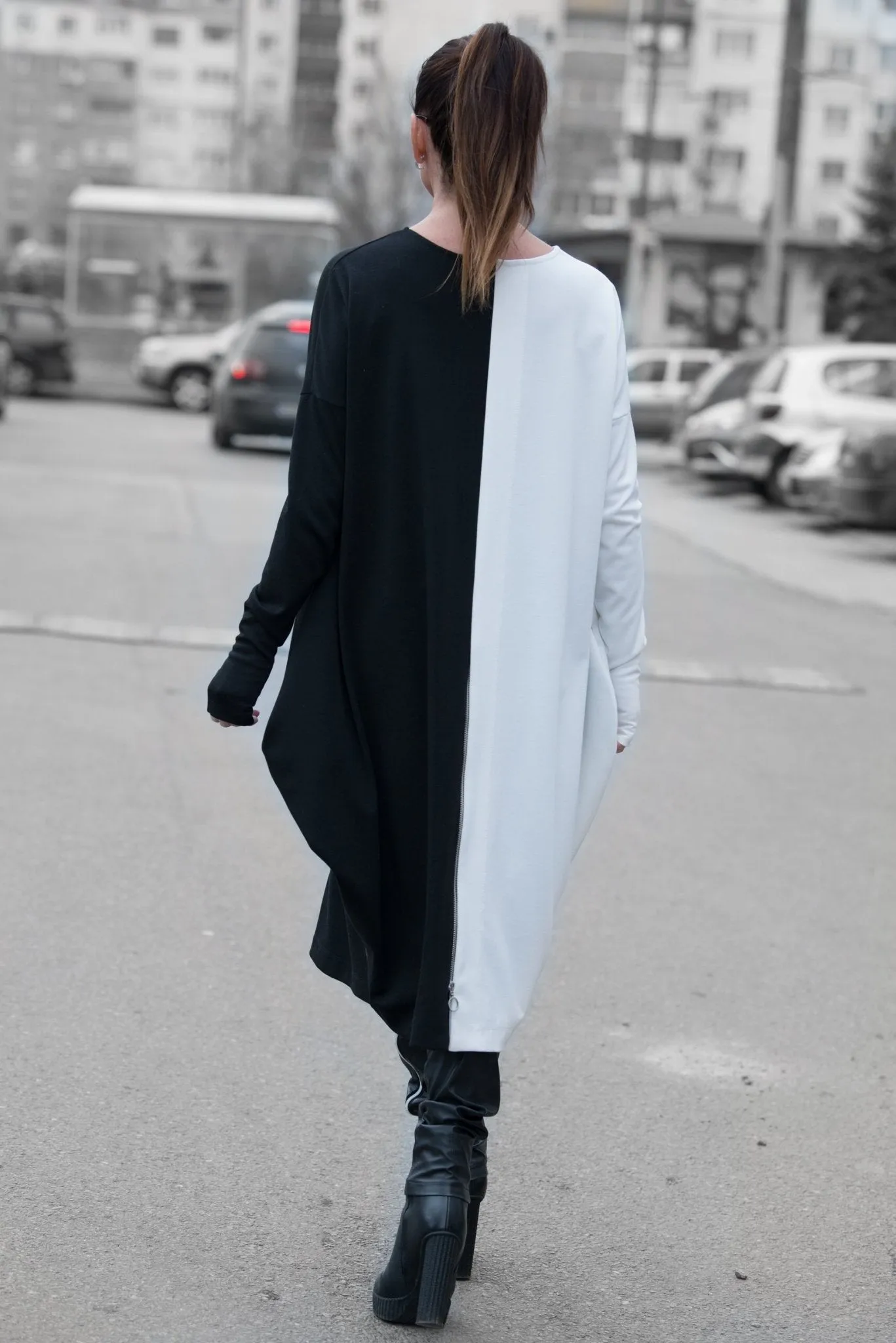 TAMARA Black & White Cotton Tunic