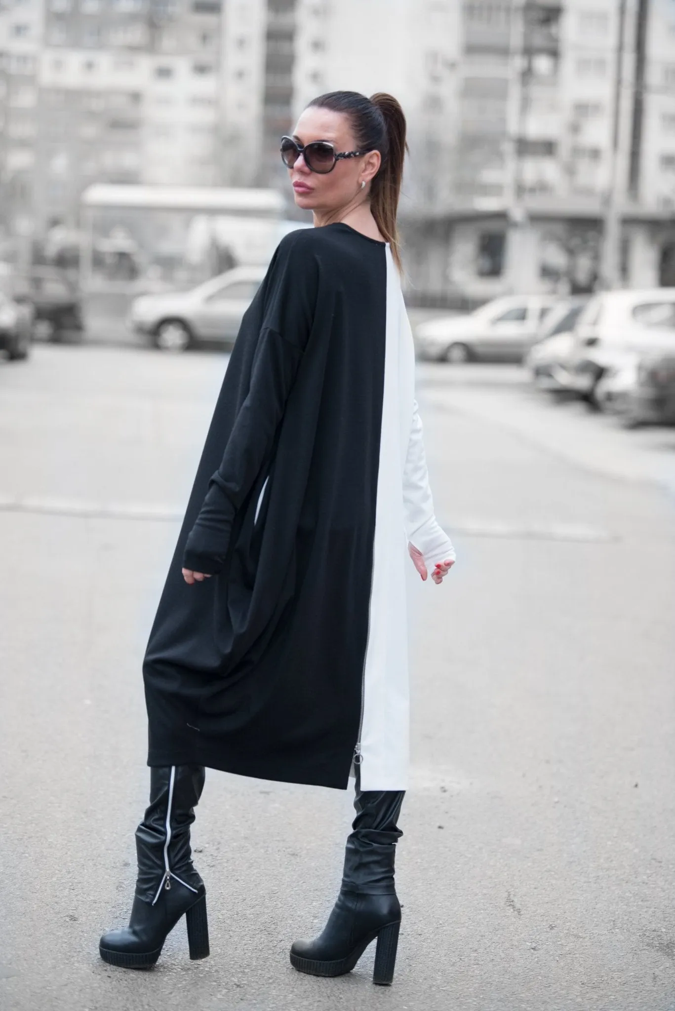 TAMARA Black & White Cotton Tunic