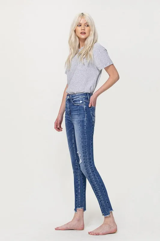 Teagan High Rise Ankle Skinny with Uneven Hem Detail