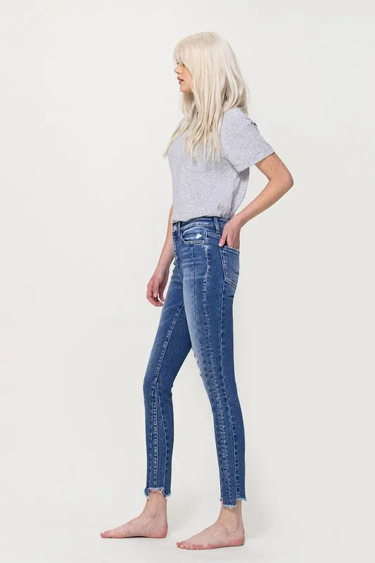 Teagan High Rise Ankle Skinny with Uneven Hem Detail