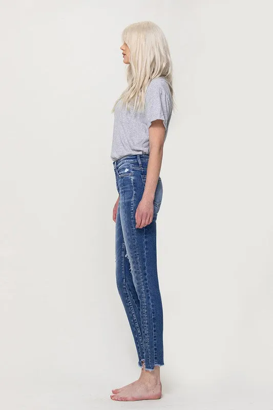 Teagan High Rise Ankle Skinny with Uneven Hem Detail