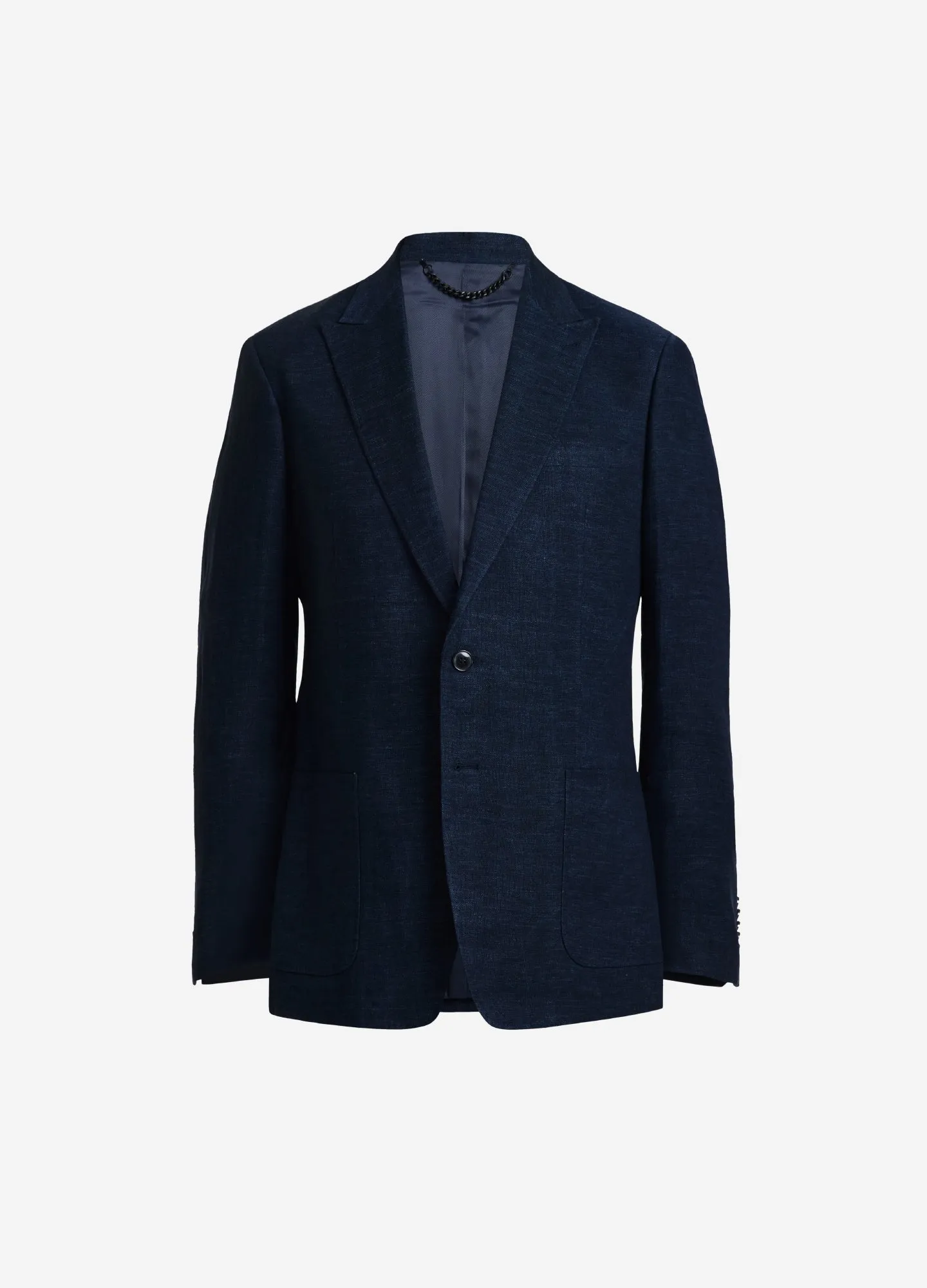 Textured Delave Linen Blazer Navy