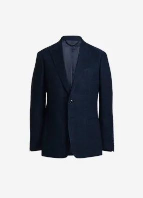 Textured Delave Linen Blazer Navy