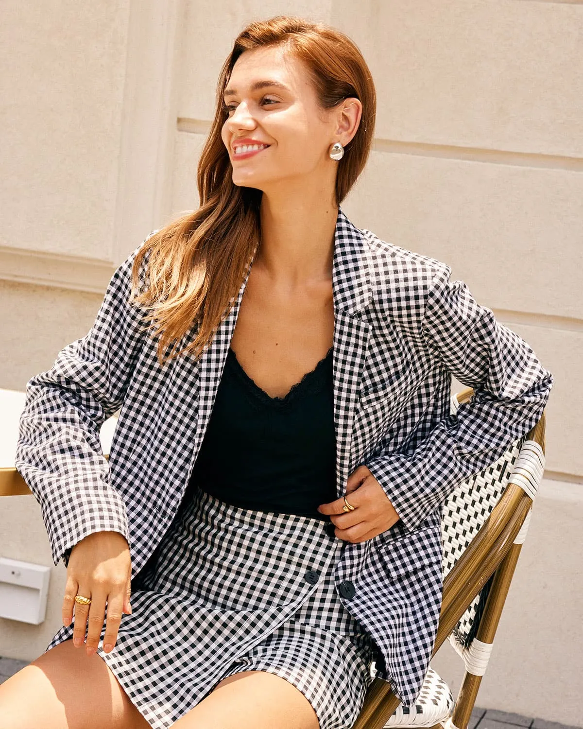 The Black Lapel Plaid Single-Breasted Blazer