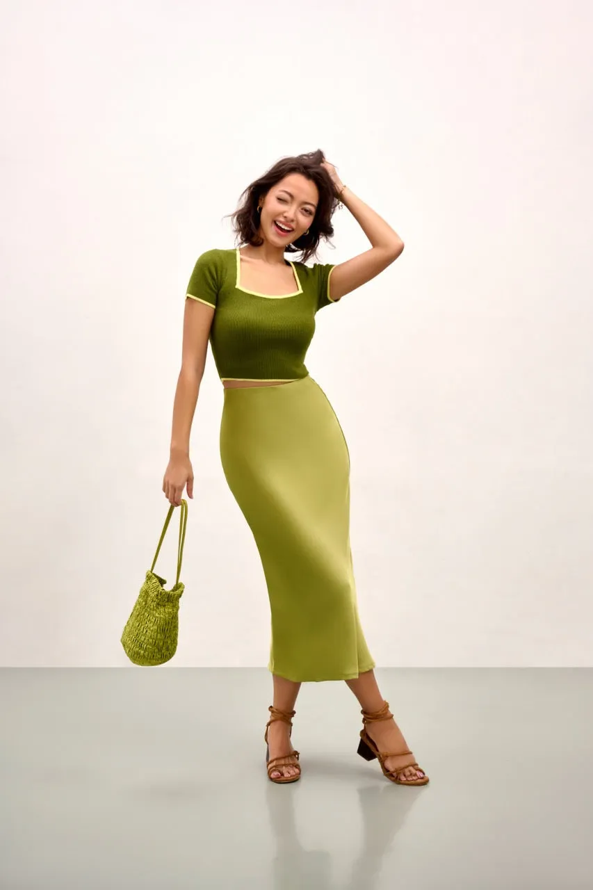 The Ella Square Neck Top - Green