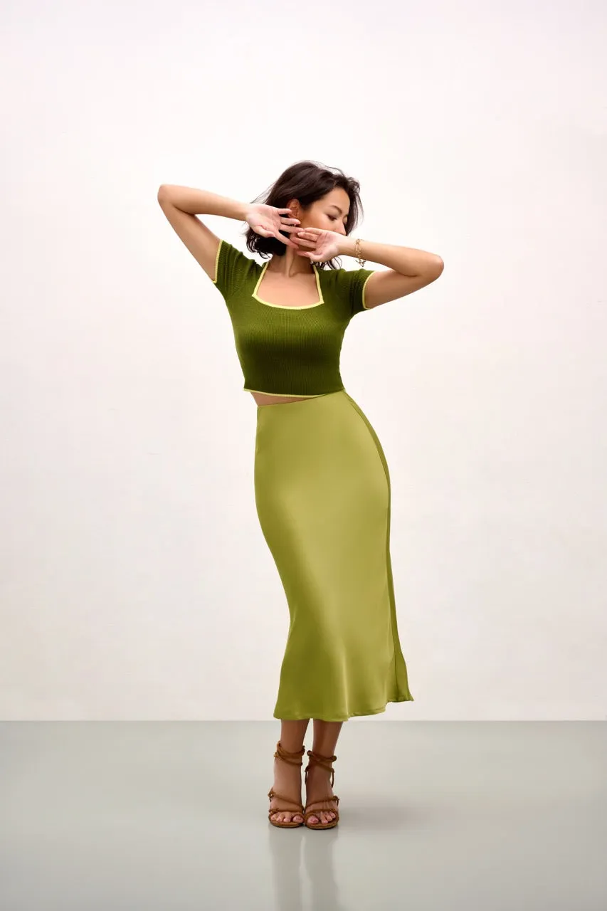 The Ella Square Neck Top - Green