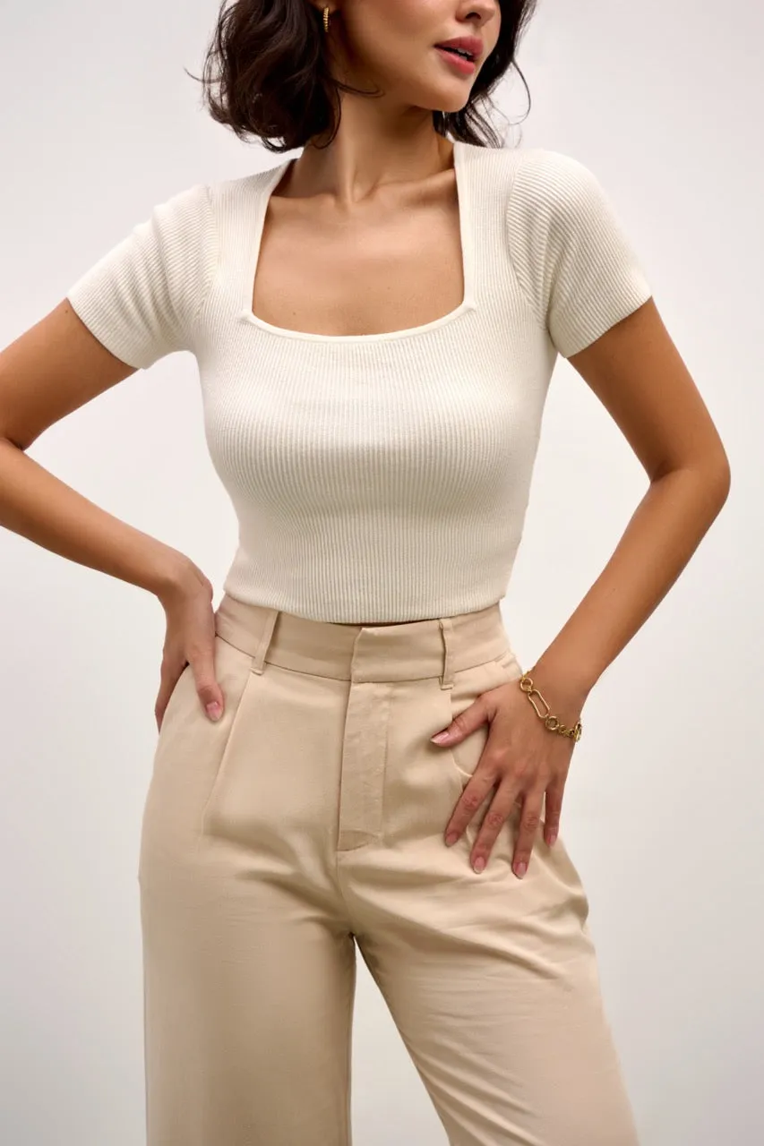 The Ella Square Neck Top - Tofu