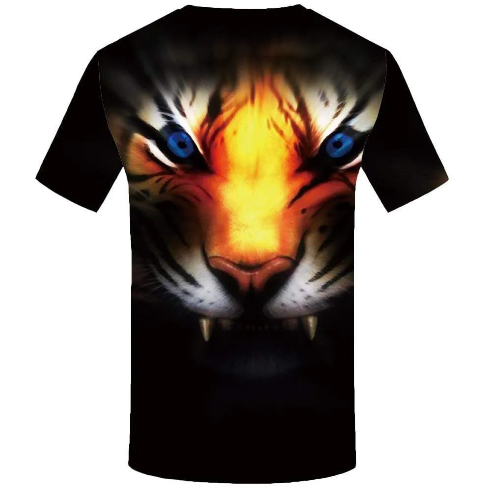 Tiger T-shirts Men Black T-shirt 3d Animal Tshirt Anime Abstract T shirts Funny Fantasy Tshirts Print Mens Fashion Casual Unisex