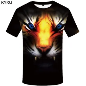 Tiger T-shirts Men Black T-shirt 3d Animal Tshirt Anime Abstract T shirts Funny Fantasy Tshirts Print Mens Fashion Casual Unisex