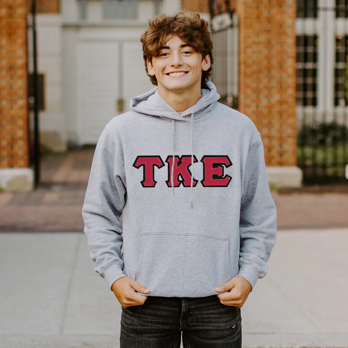 TKE Heather Gray Hoodie With Sewn On Letters