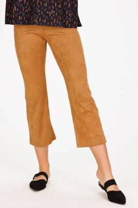 Traveling Pant in Brown Stretch Suede