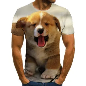 tshirt dog tee shirt Puppy Cute animal Casual men's big Smart dogs art costume