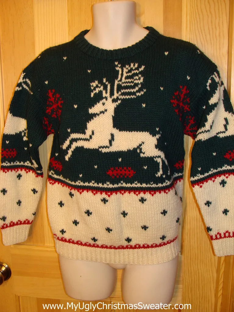 Ugly Christmas Sweater Party Vintage 2sided Reindeer Sweater (v4)