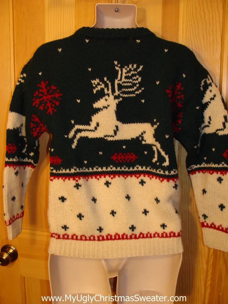 Ugly Christmas Sweater Party Vintage 2sided Reindeer Sweater (v4)